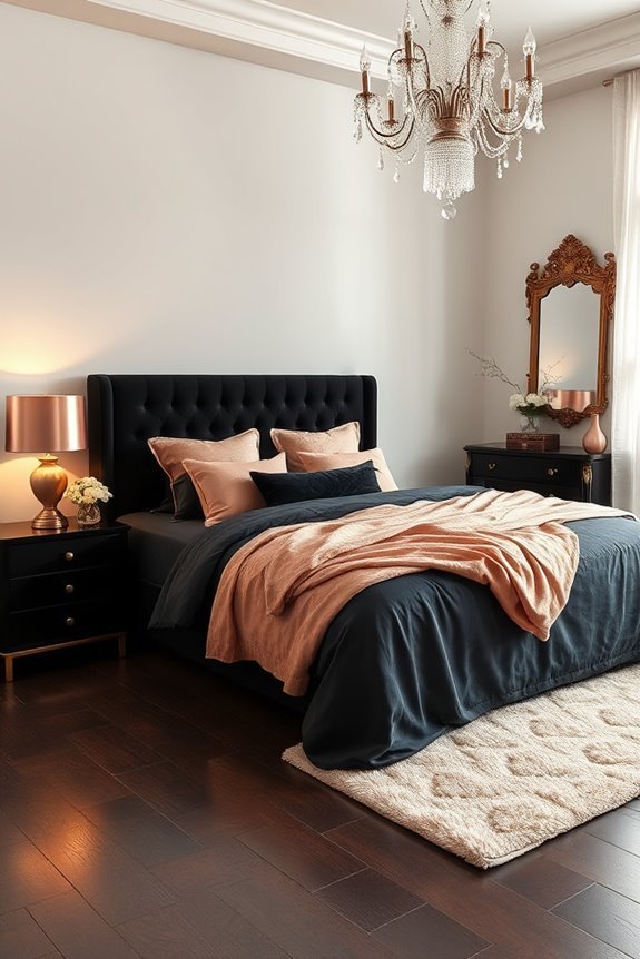 chic black rose gold decor