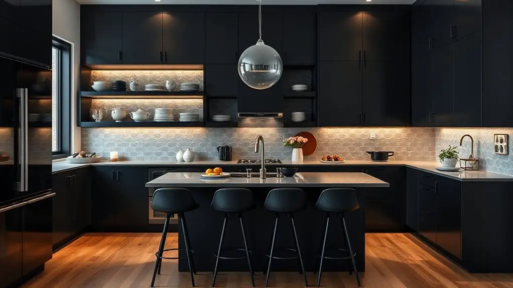 chic compact black kitchens
