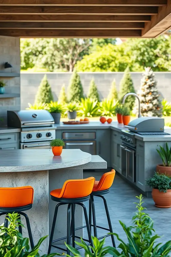 chic concrete outdoor kitchen