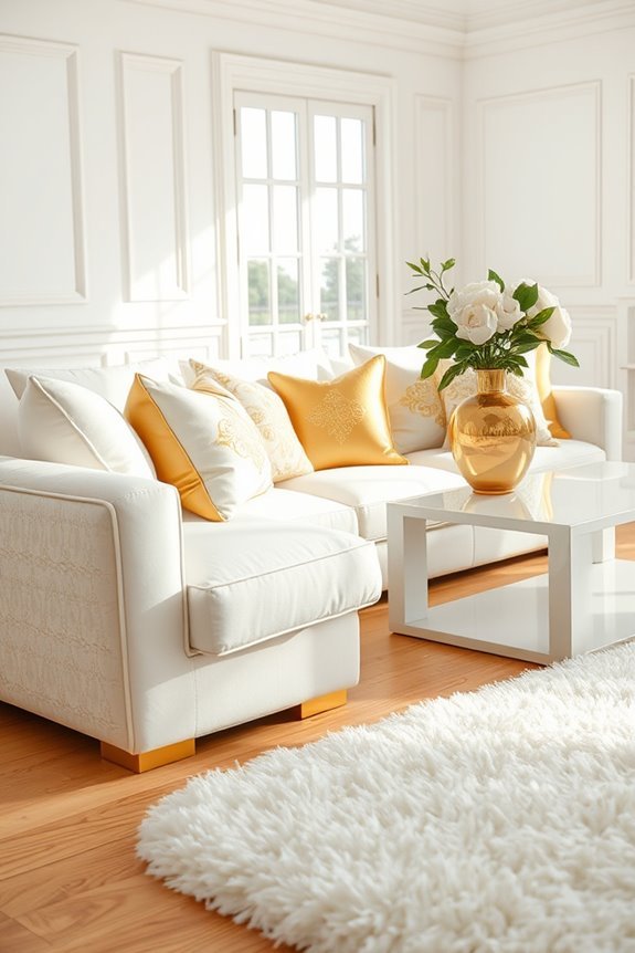 chic gold and white pillows