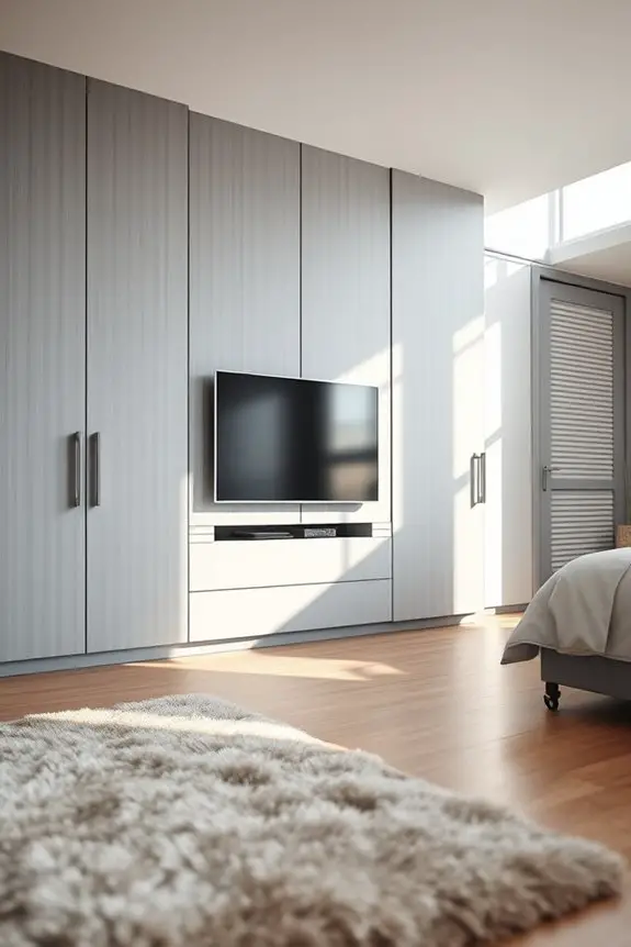 chic gray closet tv setup