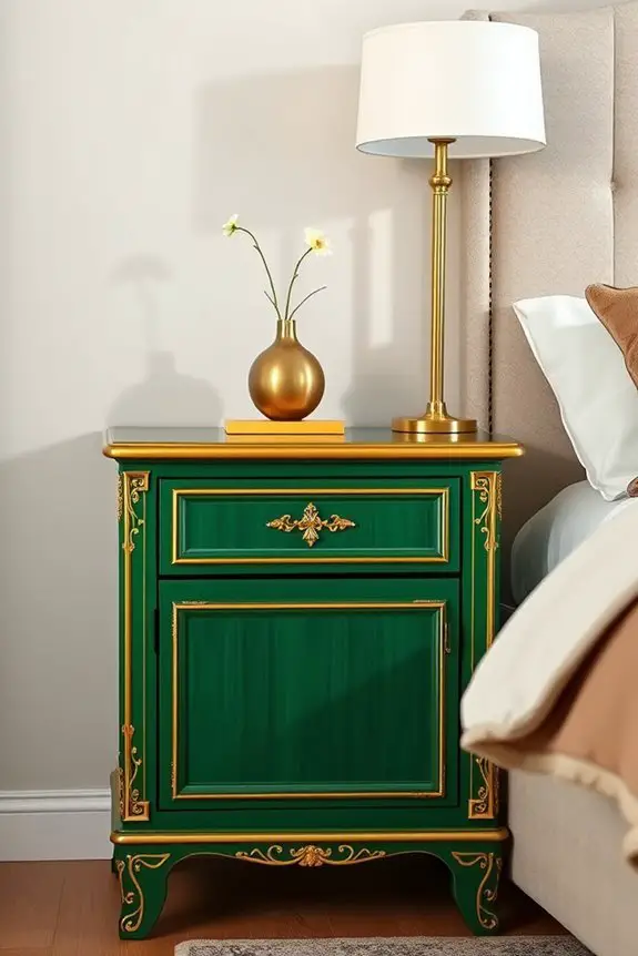 chic green gold nightstands