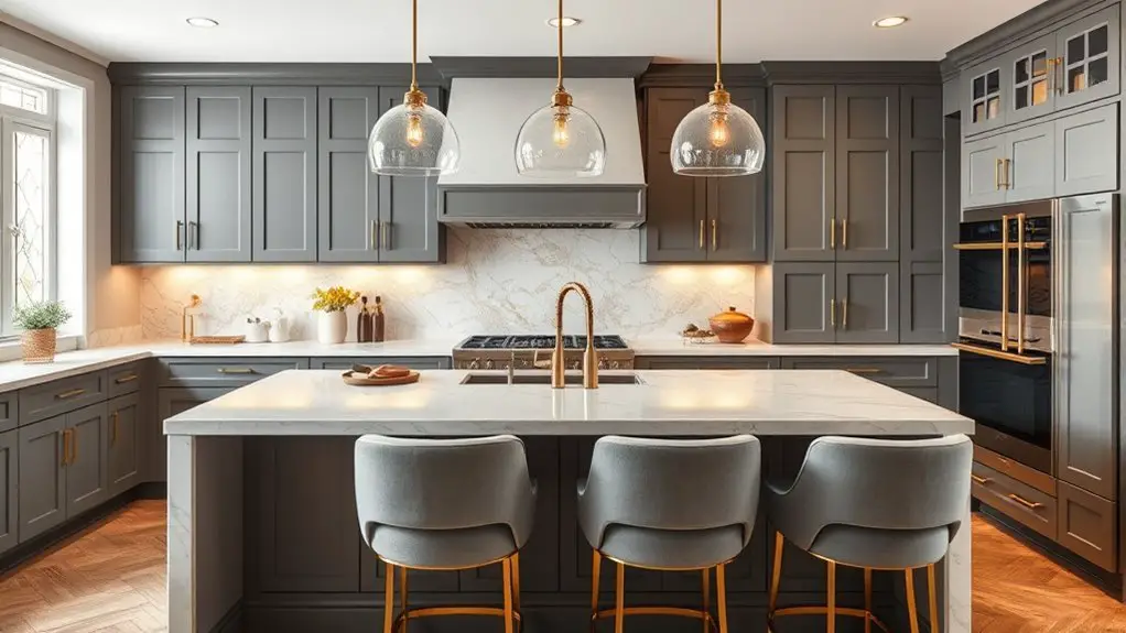 chic grey and gold kitchens
