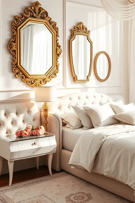 chic mirrors enhance bedroom space