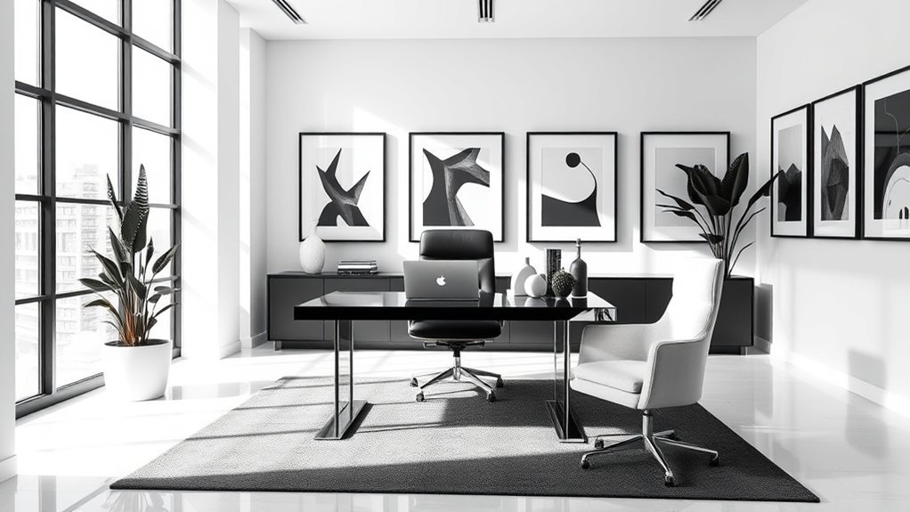 chic monochrome office design