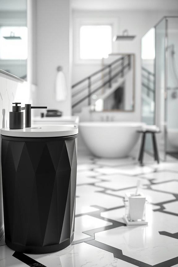chic monochrome waste baskets