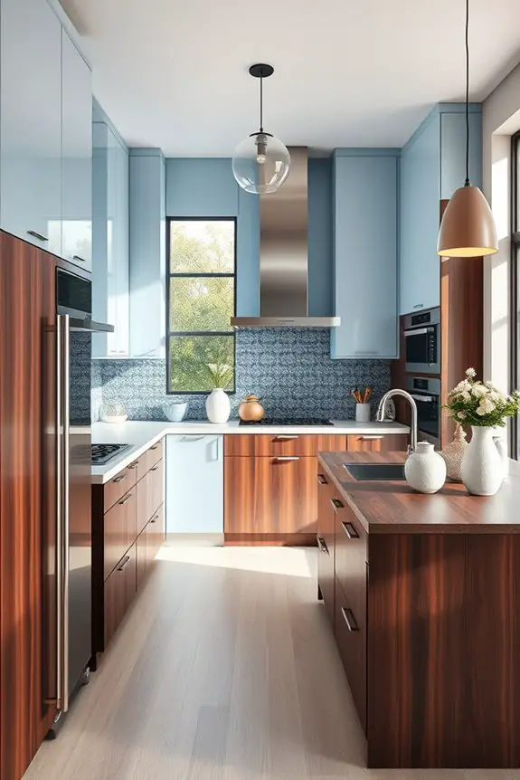 chic pastel blue kitchen