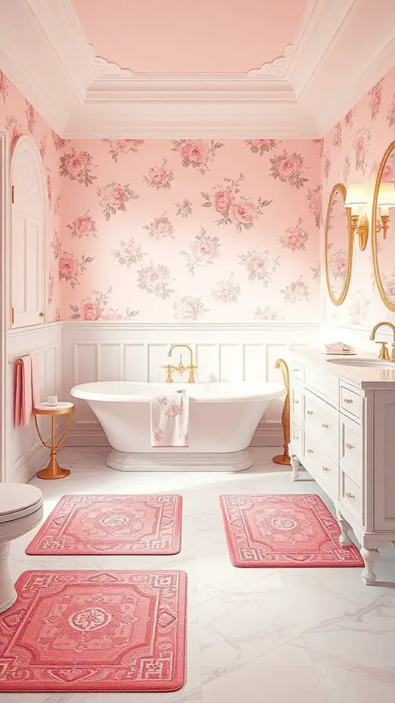 chic pink bath mats