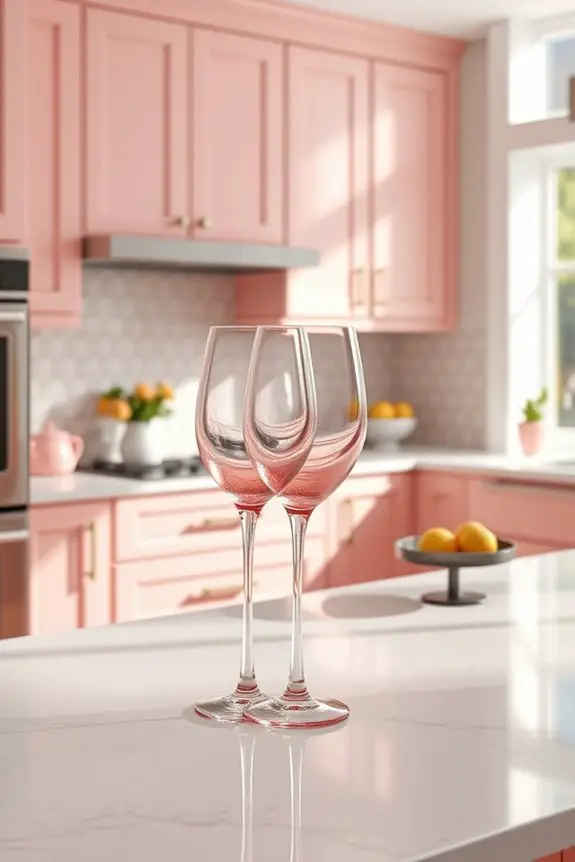 chic pink wine glasses