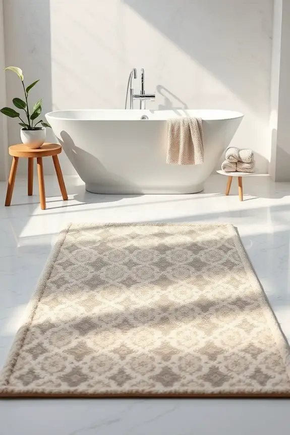 chic plush patterned bath mats