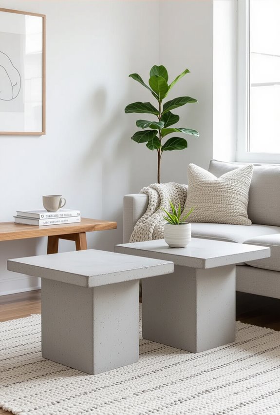 chunky polished concrete side table