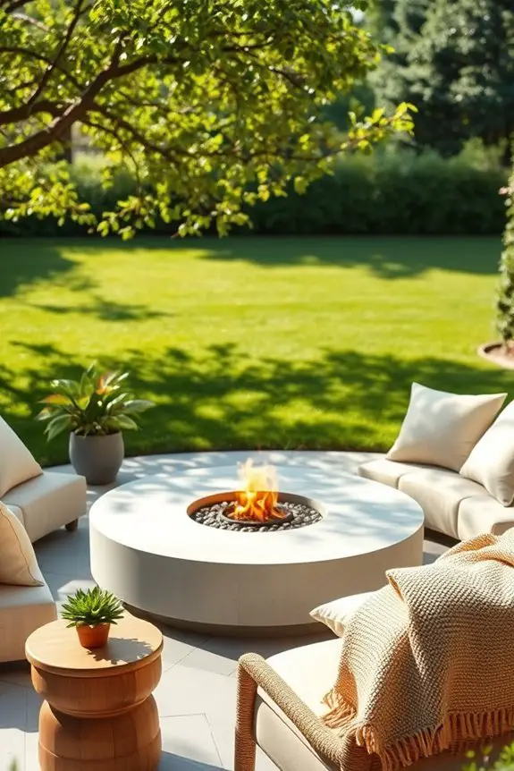 circular seating around fire pit