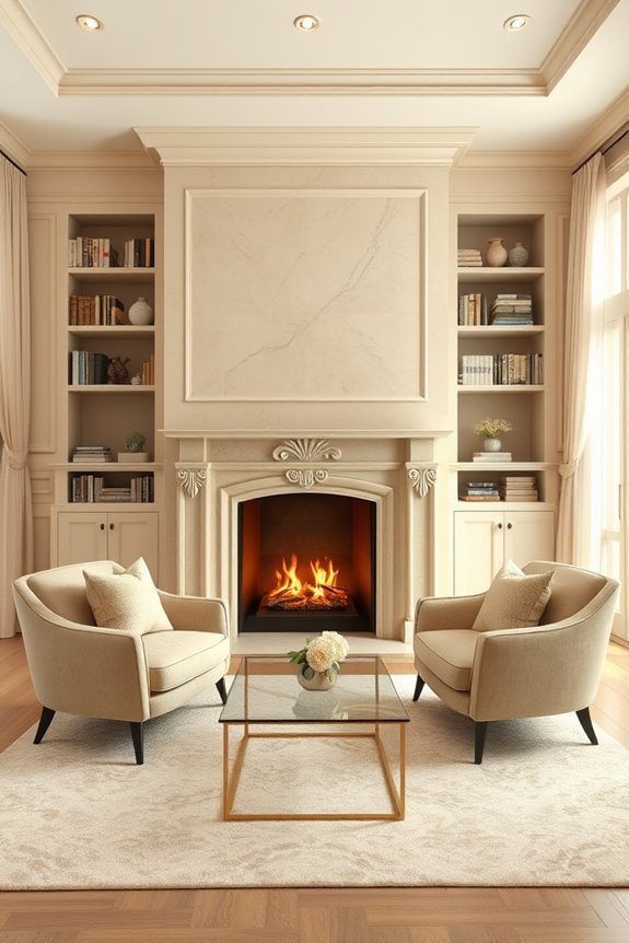 classic beige fireplace elegance