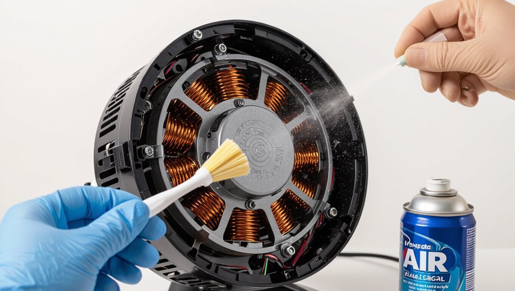 clean motor safely carefully