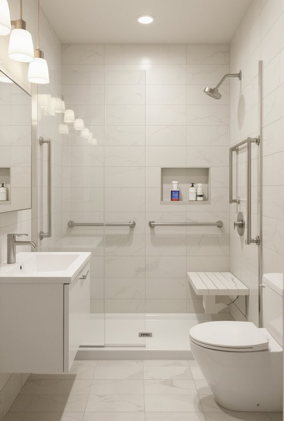 clear accessible bathroom circulation