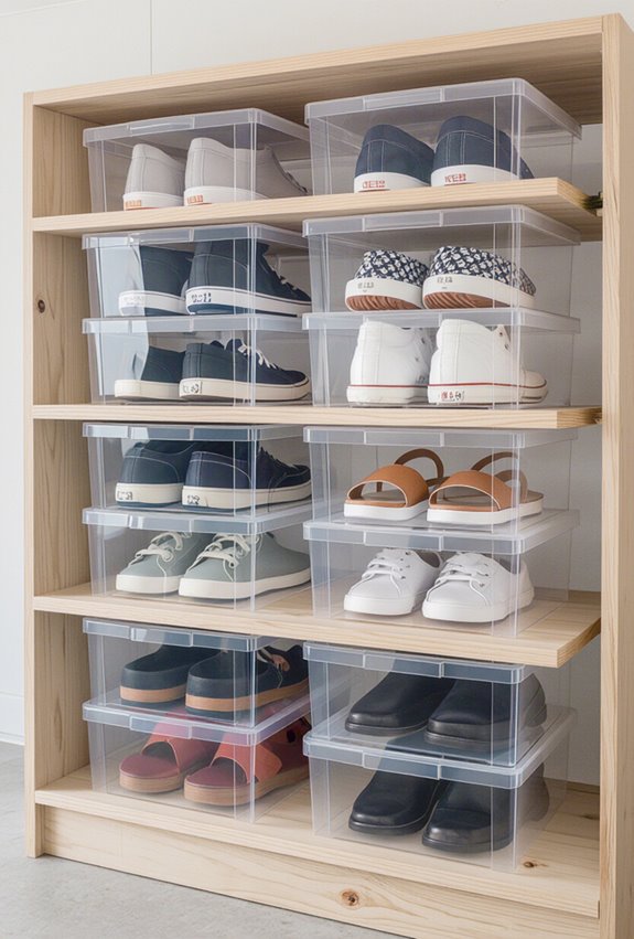 clear stackable shoe storage