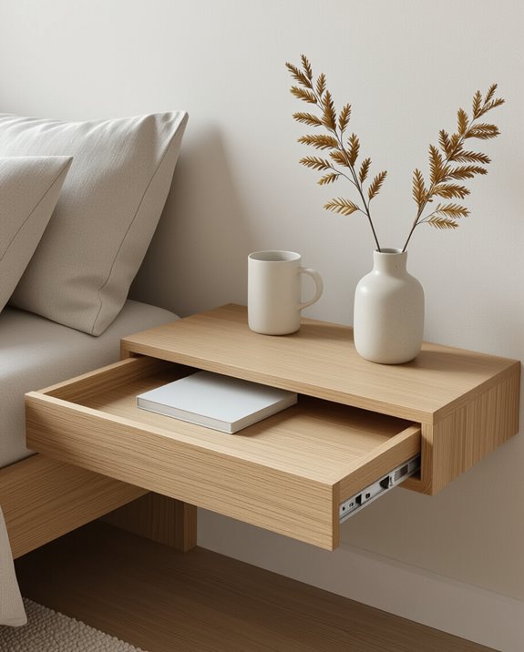 clever floating bedside design