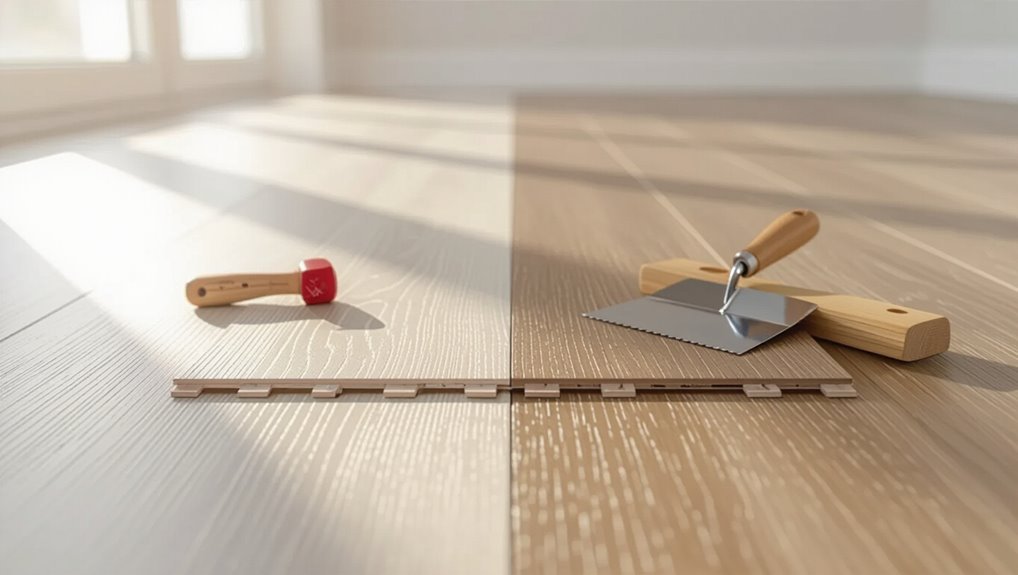 click lock vs glue down flooring