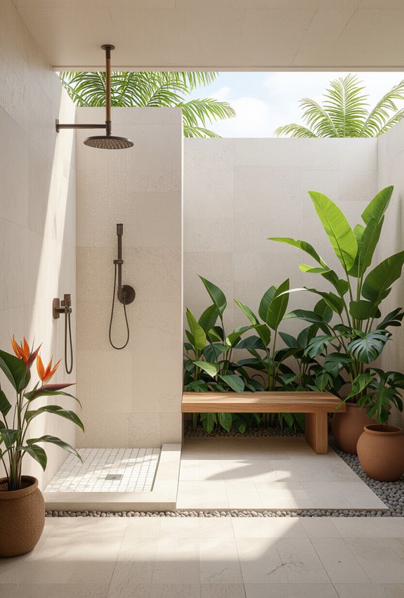 climate adaptive open air shower