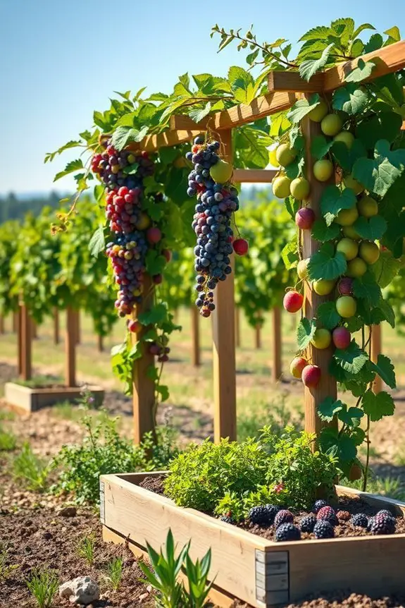 climbing fruits on trellises