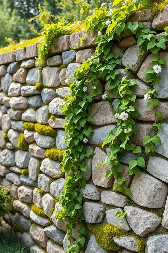 climbing plants enhance stone wall
