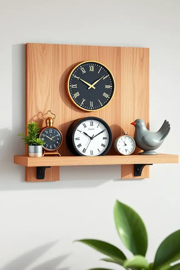 clock enhanced decorative shelves