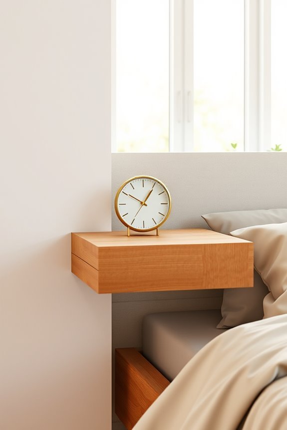 clock enhanced floating bedside table