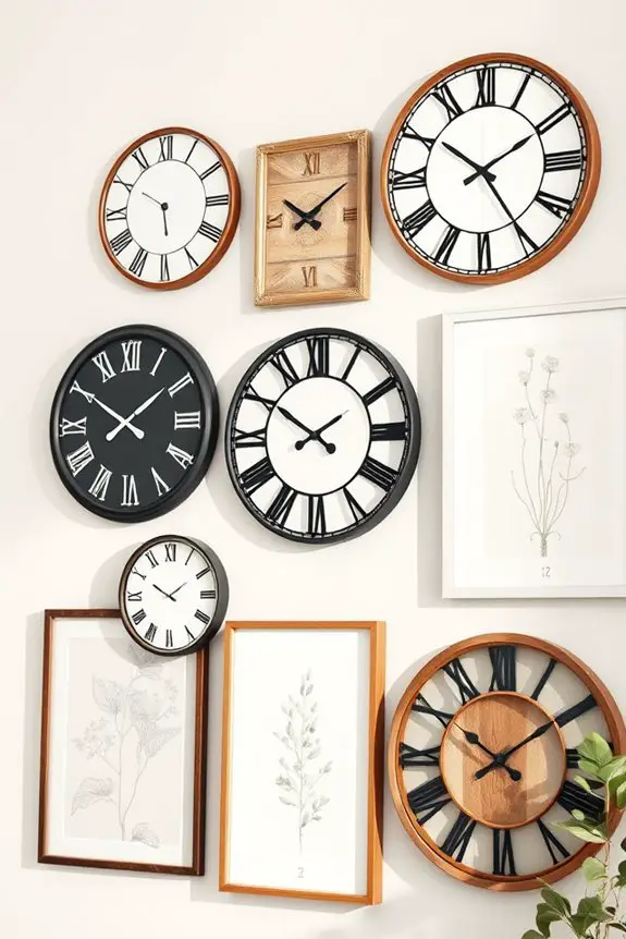 clocks enhance gallery walls