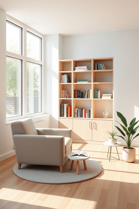 clutter free minimalist book room