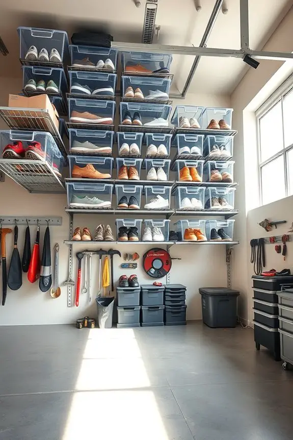 clutter free overhead shoe storage