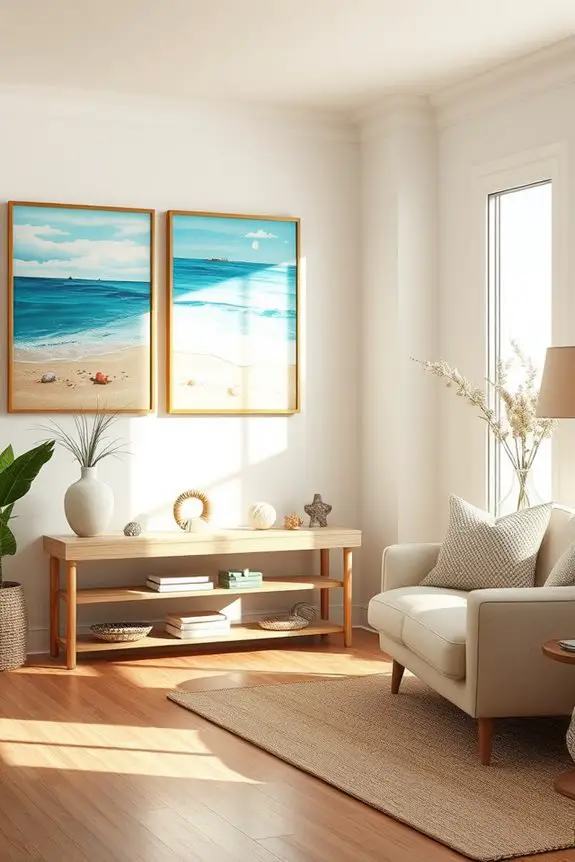 coastal artwork enhances interiors