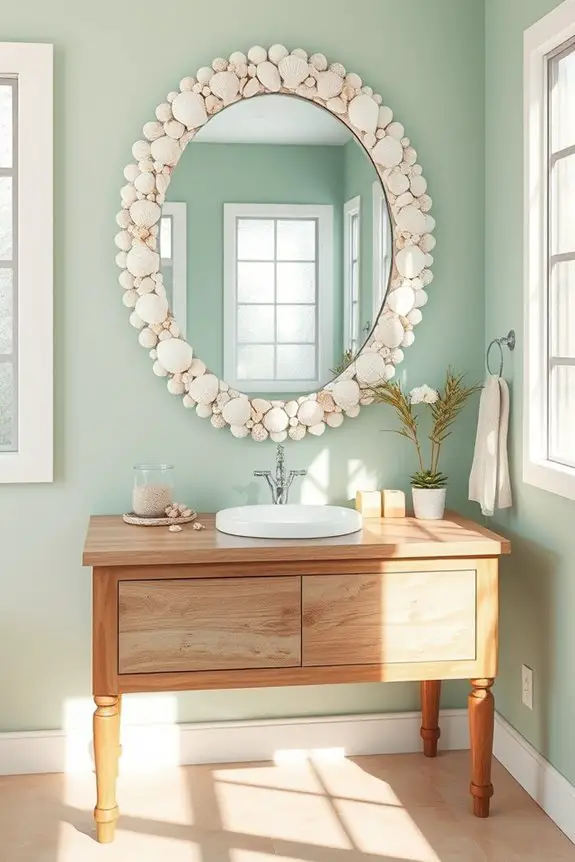 coastal charm with shell mirrors