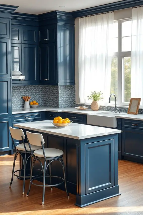 coastal dark blue kitchen
