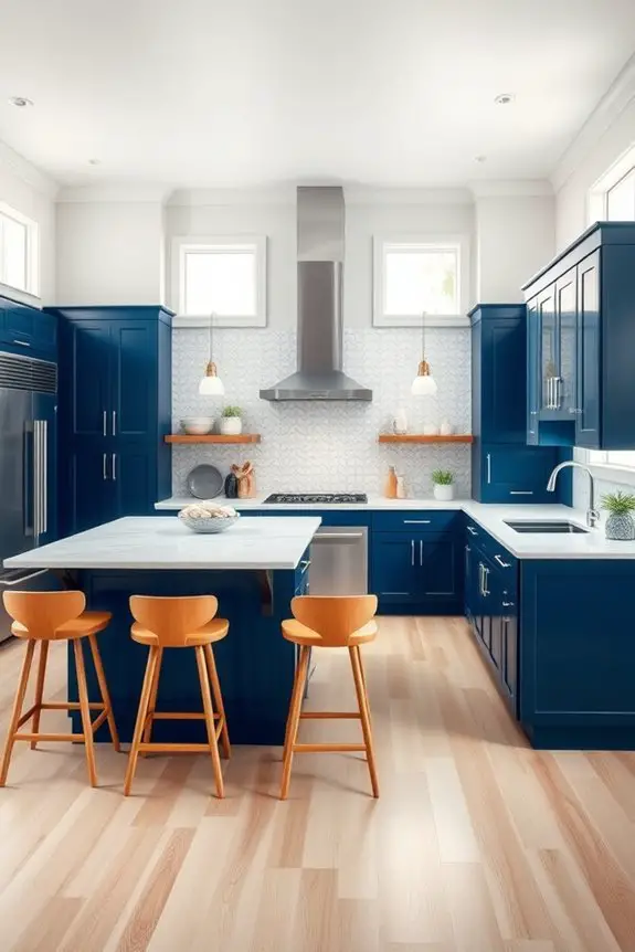 coastal deep blue cabinets