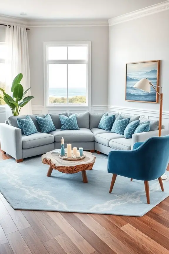 coastal grey and blue decor