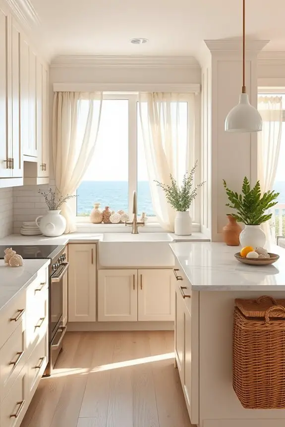 coastal kitchen with cream cabinets