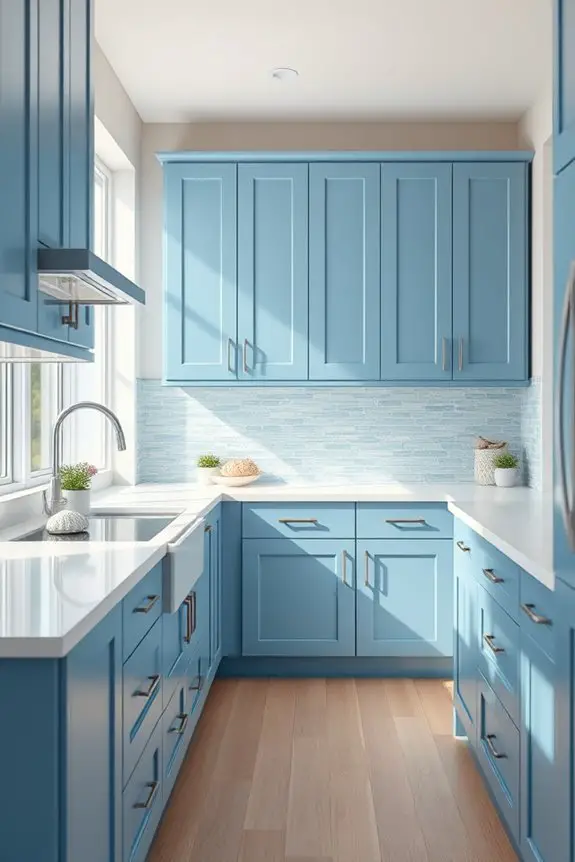 coastal themed blue kitchen design