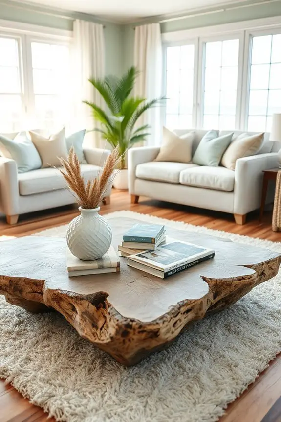 coastal themed coffee table decor