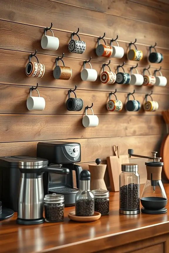 coffee bar organization hooks