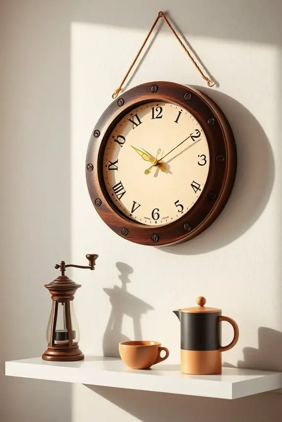 coffee clock enhances decor