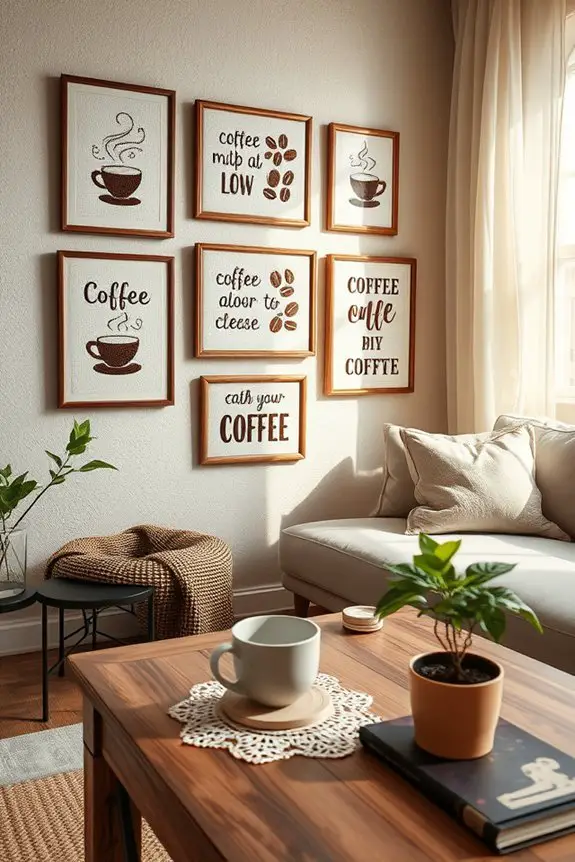 coffee themed cross stitch art