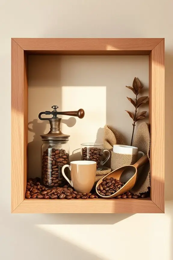 coffee themed decorative displays