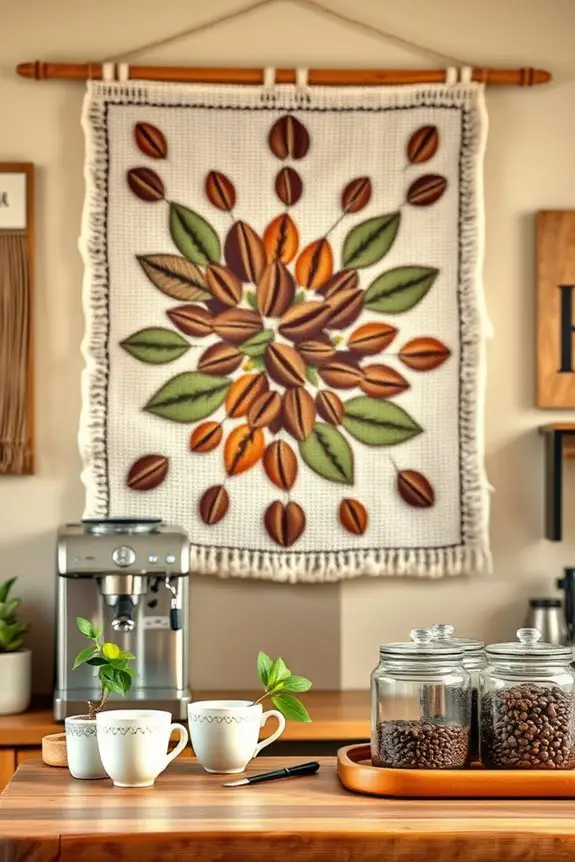 coffee themed fabric decor