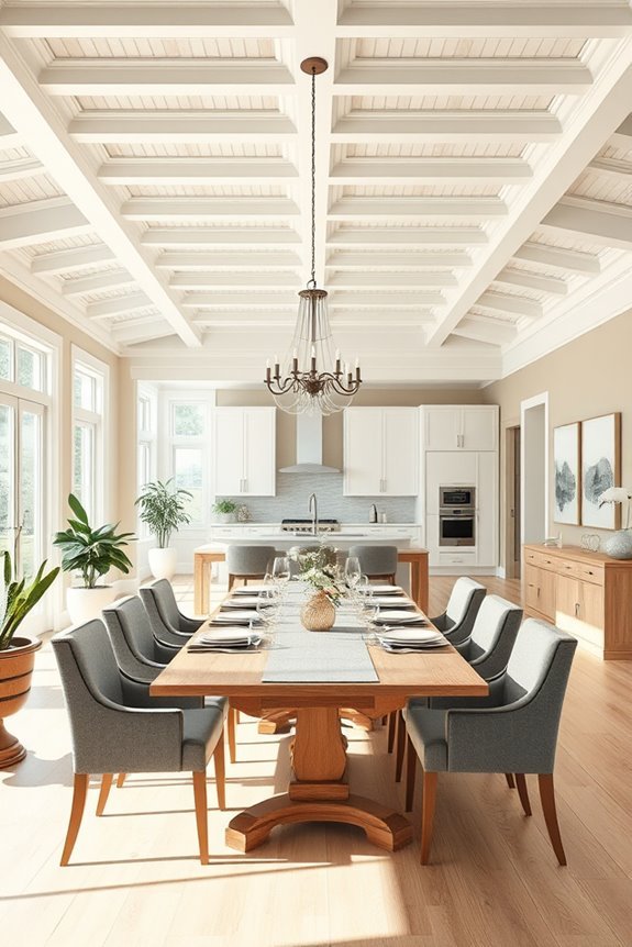 coffered ceiling dining elegance