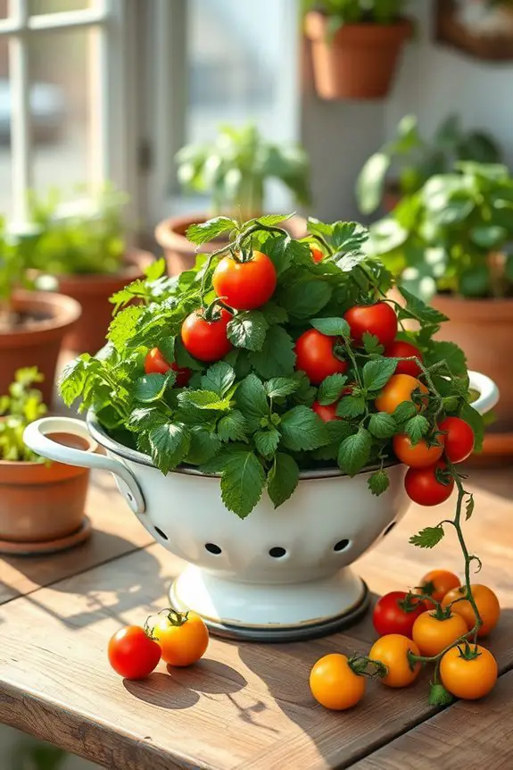 colander herb gardening ideas