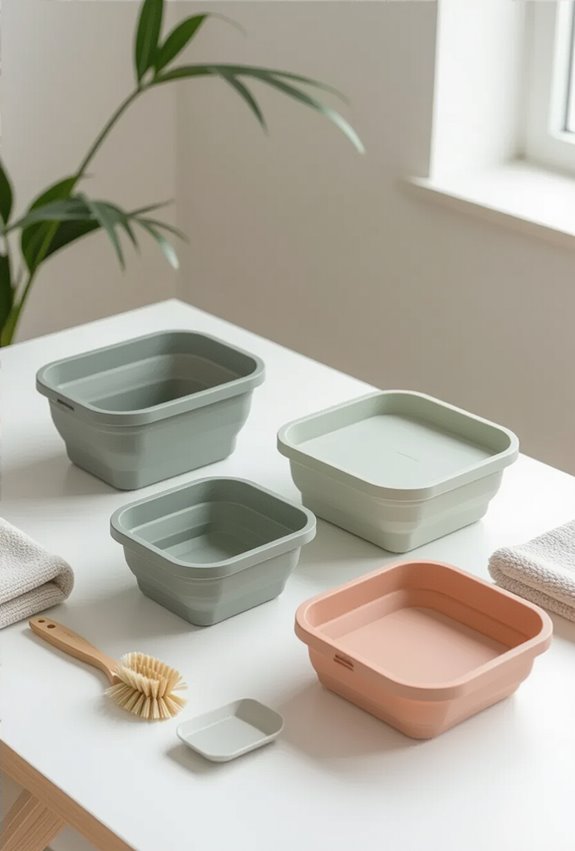 collapsible silicone portable cleanup bins