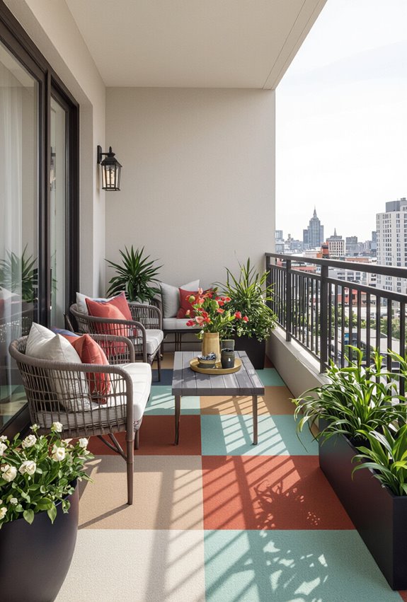 color blocked balcony zoning