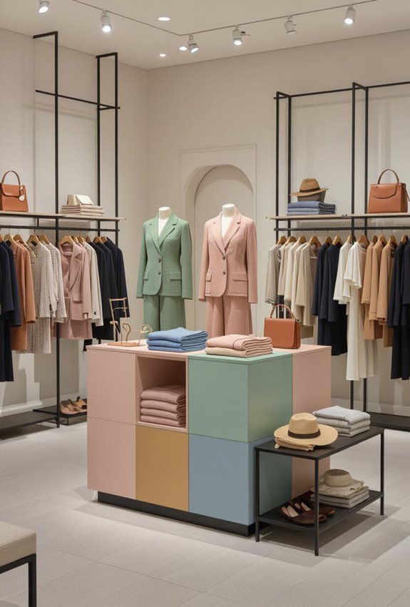 color blocked outfit sorting stations