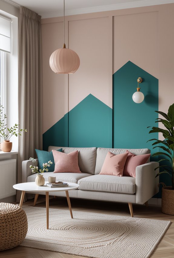 color blocked small living rooms