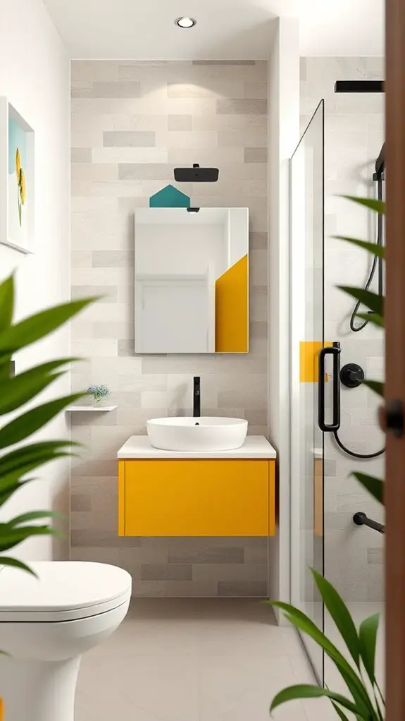 color blocking for bathrooms
